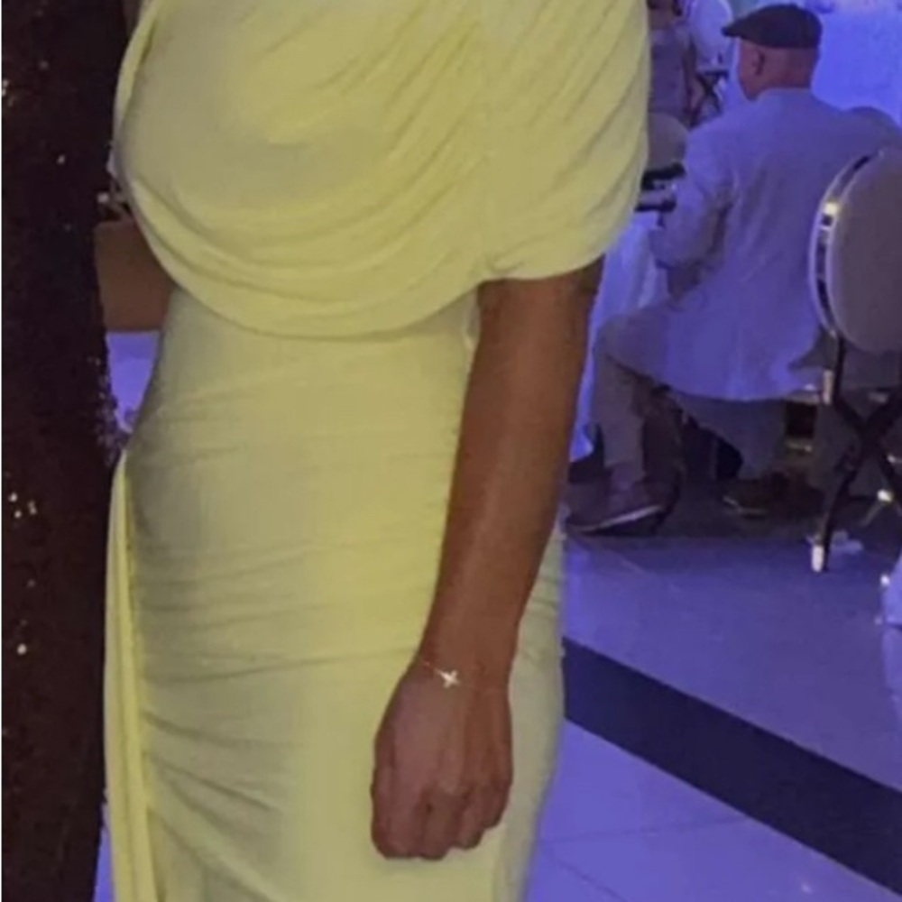 Elegant Yellow Draped Dress